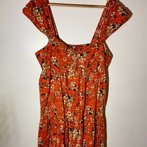 Free People Pattern Play Linen Blend Boho Cottage-core Mini Dress Size Medium